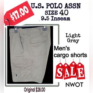 U.S. Polo Assn. Gray Cargo Shorts Relaxed Fit